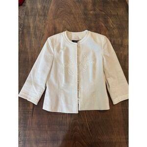 Kasper‎ Ivory Embroderied Jacket Women's Size 12P
